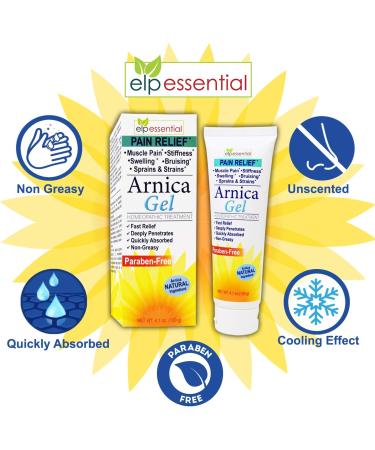 Buy ELP ESSENTIAL Arnica Montana Capsules 500mg - 100 Capsules + Arnica Gel 4.1oz - Fast International Shipping - Buy Online on GoSupps.com
