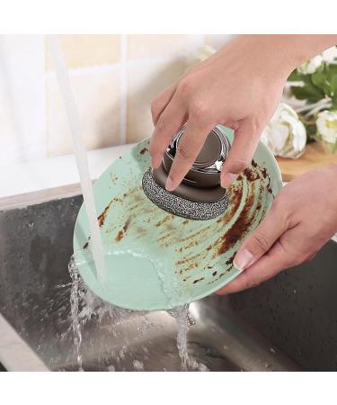 Dish Brush with Soap Dispenser - Dishwashing Brush with Soap Dispenser Heavy Duty Dishwashing Brushes Replaceable Brush Head Stain Removal Brushes Kitchen Dish Scrub Brush Brown - Buy Online on GoSupps.com