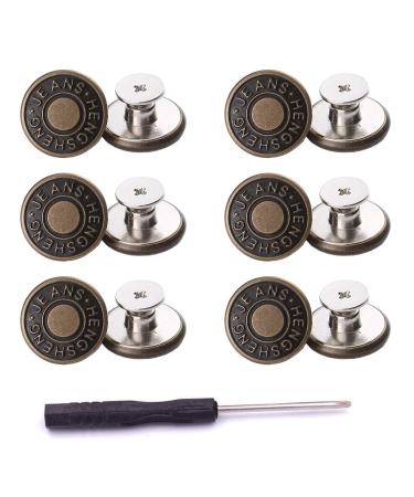 12 Pcs Button for Sewing Metal Jeans ,ICEYLI 17 mm No-Sew Nailess Removable Metal Jeans Buttons Replacement Repair Combo Thread Rivets and Screwdrivers - Buy Online on GoSupps.com