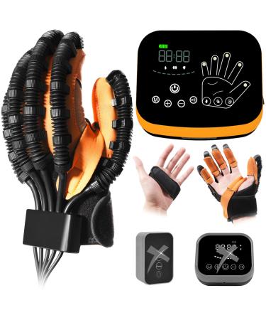 Emfocu updated finger robot gloves hemiplegia hand therapy equipment stroke hand and finger training hand and finger function rehabilitation gloves.L-Linke Hand-orange