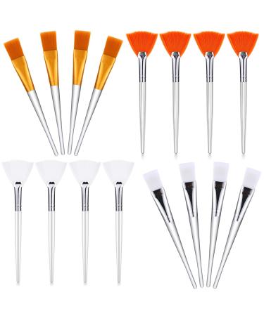 16 Pieces Face Mask Fan Brush Applicator Set Includes Soft Facial Fan Brush Esthetician Face Mask Brush Cosmetic Makeup Tools for Eyelash Extension Mud Clay Mask Cream (6 Inches long, Simple) 16 Piece Assortment Simple