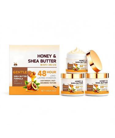 LANGSTON Honey & Shea Butter Body Cream with Vitamin E 48 Hour Long-Lasting Hydration Fast Absorbing Lightweight Formula 4.23 oz