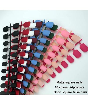 240pc Kids Short Square Matte Press on Nails 10 Colors Colored Artificial Fingernails for Women, Girls, Kids - Manicure Design Decor (Short Round) - Buy Online on GoSupps.com