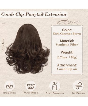Buy BARSDAR 22cm Short Wavy Ponytail Extension - Chocolate Brown Synthetic Clip-In Hair Piece for Women | Premium Quality & Natural Look - Buy Online on GoSupps.com