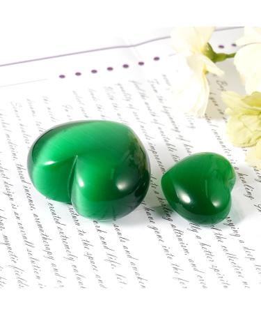 Green Cat's Eye Crystal Heart Shape Healing Stones - 2Pcs Set for Reiki Meditation Therapy and Birthday Gift - Buy Online on GoSupps.com