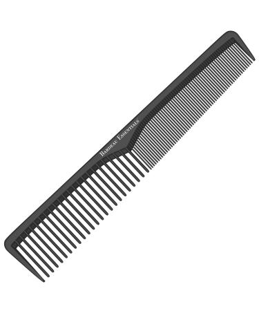 Styling Comb | Professional 7 Inch Black Carbon Fiber Anti Static Chemical And Heat Resistant Comb For All Hair Types | Fine and Wide Tooth Comb For Men and Women | By Bardeau Essentials (Single) 7 Inch (Pack of 1)