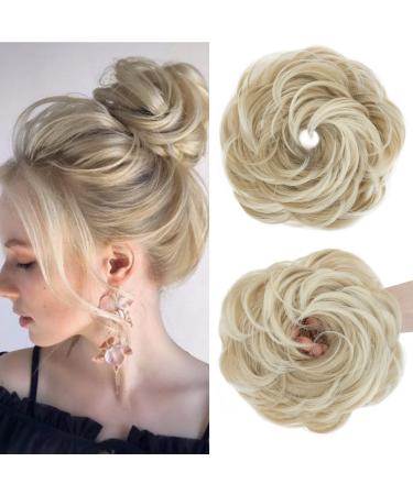 S-Noilite hair pieces for women hair scrunchies thick messy bun hair bun updo Chignons ponytail extenions - Ash Blonde to Bleach Blonde 24T613