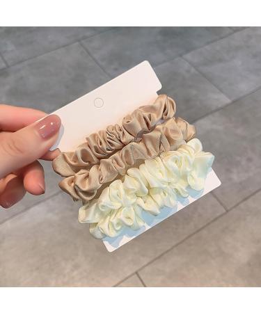Buy Olakin Silk Hair Ties | 4-Piece Women's Ponytail Holder | Elegant Silk Hair Jewelry in White & Gold | Soft Elastic Hair Rings for Girls - Buy Online on GoSupps.com