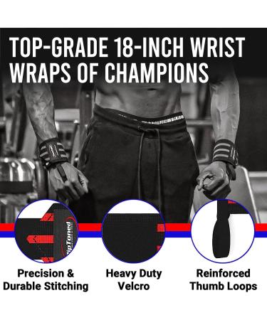 Rip Toned 18 Professional Grade Wrist Wraps with Thumb Loops - For Men & Women - Ideal for Weightlifting, Crossfit, Powerlifting & Strength Training - Stiff Fit Black - Buy Online on GoSupps.com