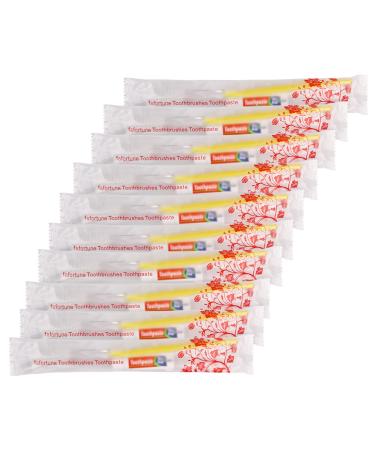 100pcs Disposable Toothbrushes with Toothpaste (5 Colors) 100 Count (Pack of 1)