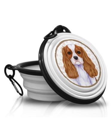 31. King Charles Spaniel - folded portable drinking snap with carabiners for on the go.Food bowl pet bowl.Handy and unique.