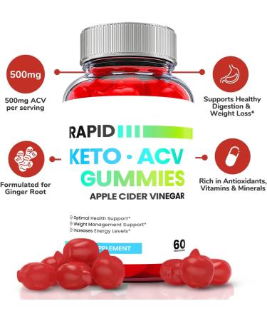 Rapid Keto Gummies with Apple Cider Vinegar - Vegan Non GMO Keto Supplement (60 Gummies) - Buy Online on GoSupps.com