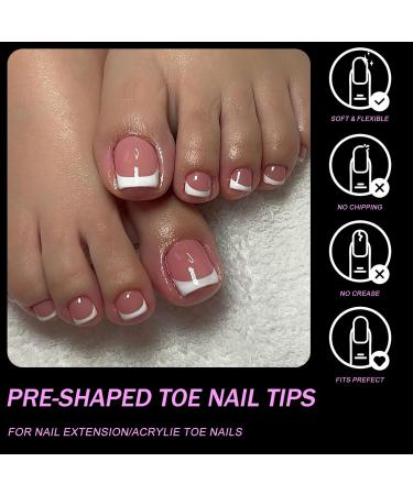 AddFavor 600pcs Toe Nail Tips - Clear Soft Gel Half Cover False Toenails for Extensions | Press-On Acrylic Nail Tips - Buy Online on GoSupps.com