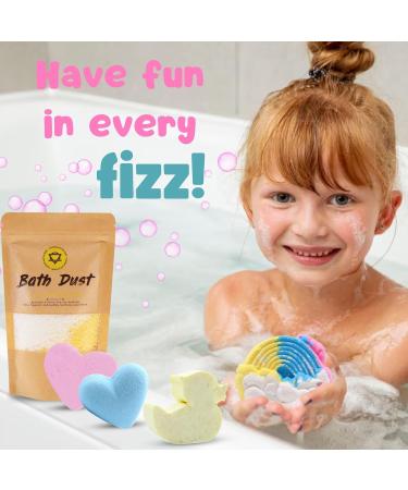 Exam Gifts - Pink Velvet Bag with Bunny Ears Including Lemon Meringue Pie Bath Dust Girls Bath Bombs x3 and Yellow Duck Soap Bath Set - Buy Online on GoSupps.com