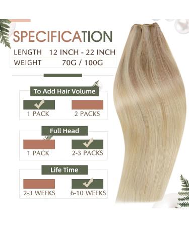 Runature Balayage Hair Extensions - Real Hair 40cm Sew-In Color #18/20 & #18/26 100g Smooth Blondes - Buy Online on GoSupps.com