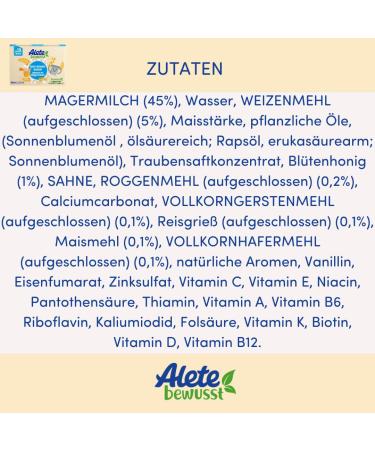 Alete Consciously Milk-Cereal Meal with Honey - 400ml (2x200ml) | Multi-Grain Baby Food for 10+ Months - Ready-to-Drink Replacement for Porridge - Buy Online on GoSupps.com
