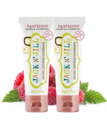 Jack N' Jill Kids Natural Toothpaste Fluoride Free Toothpaste Helps Soothe Gums and Fight Tooth Decay Toothpaste for Baby Toddler and Children 6 Months Plus Raspberry Flavour 2 x 50g Raspberry 50 g (Pack of 2)