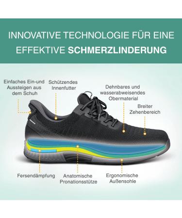 Orthofeet Yari Men's Slip-in Sneaker - Hands-Free Black Orthopedic Shoes EU 44 Wide Ideal for Comfort & Support - Buy Online on GoSupps.com