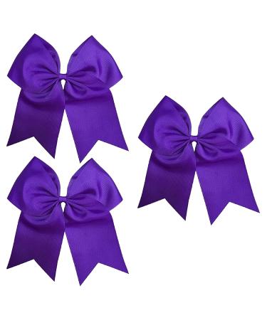 Kenz Laurenz Cheer Bows Purple Cheerleading Softball - Gifts for Girls and Women Team Bow with Ponytail Holder Complete Your Cheerleader Outfit Uniform Strong Hair Ties Bands Elastics 1