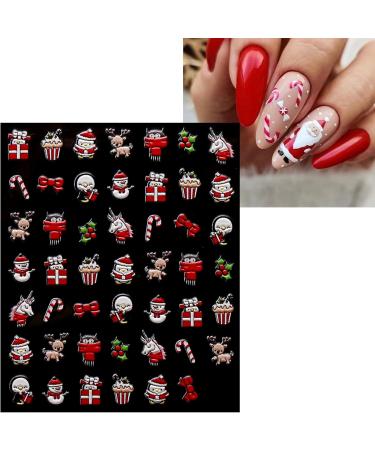 JMEOWIO 6 Sheets 3D Embossed Christmas Nail Art Stickers Decals Self-Adhesive 5D Snowflake Xmas Winter Holiday Cute Colorful Nail Supplies Nail Art Design Decoration Accessories - Buy Online on GoSupps.com
