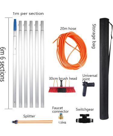 Water Fed Pole Telescopic Window Cleaner Kit Conservatory Roof Cleaner/Water Fed Extendable Brush/Window Clean Kit Roof Cleaning Tools With 20m Water Supply Hose 3 12m Rod/30cm Brush 19.7ft/6m - Buy Online on GoSupps.com
