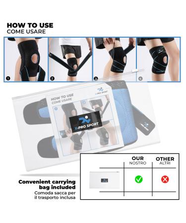 Buy X-Pro Sport Knee Brace with Side Stabilizers - Adjustable Patella & Meniscus Support - Professional Breathable Orthopedic Bandage for Men & Women - International Shipping Available - Buy Online on GoSupps.com