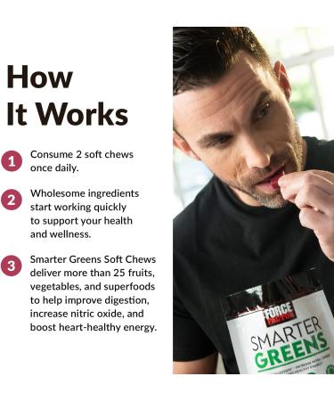 Smarter Greens Superfood Chews with Probiotics, Antioxidants, and Fiber - 60 Soft Chews for Digestion, Energy, and Nitric Oxide Support - Buy Online on GoSupps.com