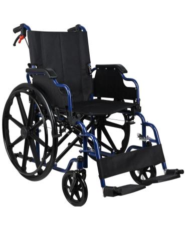 LIVINGbasics Light Weight Wheelchair with Flip Back Desk Arms Swing Away Footrests 18-Inch Seat Width Foldable Weight Capacity: 220lb (100kg)