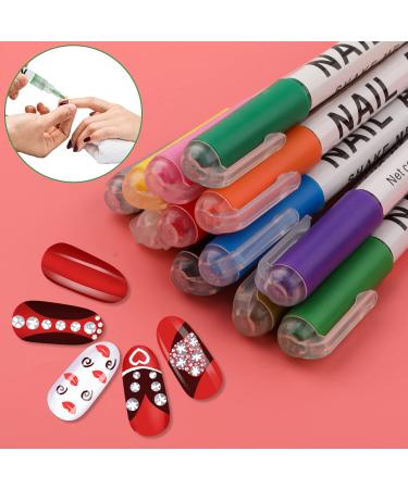 12Pcs 3D Nail Art Pens Set | Gel Nail Drawing Pens for DIY Painting Nails | Manicure Polish Tools for Women and Girls - Buy Online on GoSupps.com