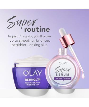 Olay Super Serum Night Repair Fragrance-Free - Niacinamide Peptide Salicylic & Lactic Acid Glycerin - 5-in-1 Skin Care Benefits - Hydrating Evens Tone Reduces Dark Spots Anti-Aging 1.0 Oz 1 Fl Oz (Pack of 1) - Buy Online on GoSupps.com