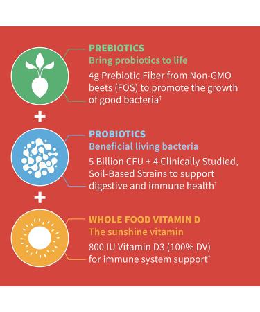 Garden of Life Kids Probiotic & Prebiotic Fiber Gummies with Vitamin D3 - 60ct, Strawberry Flavor | Digestive & Immune Health | Gluten Free & Non GMO - Buy Online on GoSupps.com
