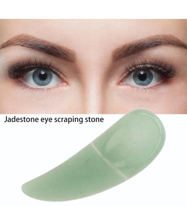 Curved Cosmetic Spatula - Mini Jade Stone Eye Cream Applicator & Gua Sha Massage Stick for Puffiness Relief (Green - Buy Online on GoSupps.com