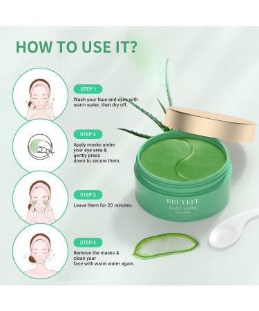 Buy BREYLEE Aloe Vera Eye Masks - 60 Pcs Hydrating & Calming Under Eye Patches for Puffy Eyes | Plant-Based Ingredients for Firm Skin - Buy Online on GoSupps.com