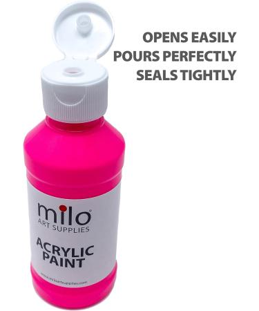 Milo Fluorescent Acrylic Paint Set - 6 Neon Colors | 4 oz Bottles | Made in the USA | Non-Toxic Craft Paint for Artists & Kids | UV Reactive | Glow in Black Light - Buy Online on GoSupps.com