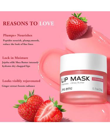 JING MENG Hydrating Lip Sleeping Mask Gloss with Peptides Shea butter for Dry Cracked Lips Ultra-Nourishing Lip Over-night Care Smooths Plumps Softens Strawberry Flavor. 0.7oz - Buy Online on GoSupps.com