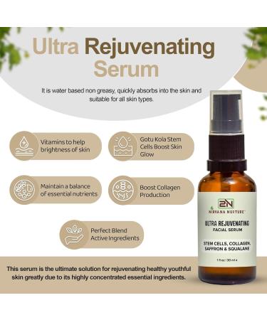Ultra Rejuvenating Face Serum | Boost Skin Glow Elasticity & Tone | Anti-Aging with Stem Cells & Hyaluronic Acid - Buy Online on GoSupps.com