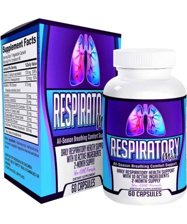 Respiratory-MAX (2-Month Supply) Respiratory Supplements (10-in-1 Formula) Lung Health Cleanse Detox - Respiratory Support Supplement - Easy to Swallow - 60 Capsules