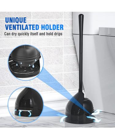Uptronic All-Angle Toilet Plunger with Holder - Heavy Duty Black Plunger for Bathroom - Buy Online on GoSupps.com