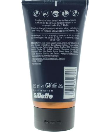 King C. Gillette Men's Transparent Shave Gel - 5oz with White Tea and Argan Oil - Buy Online on GoSupps.com