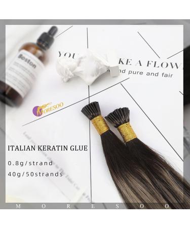 Moresoo Keratin Bonding Hair Extensions - Dark Brown to Caramel Blond #2/27/613 Real Remy I Tip Extensions 40g 45 cm - International Shipping Available - Buy Online on GoSupps.com