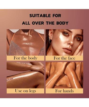 Shimmer Body Oil - Body Shimmer - Golden Brown Body Shimmer Oil for Body & Face - Body Oil for Women - Moisturizing & Non-sticky Body Oil - Body Skin Care (Golden Brown) - Buy Online on GoSupps.com