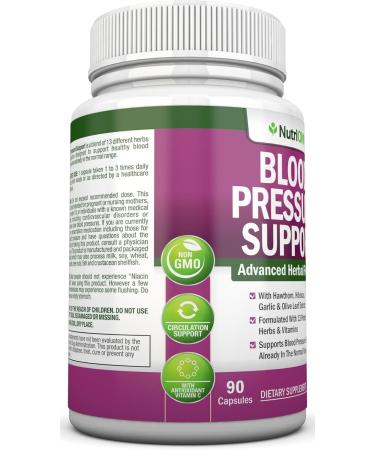 Blood Pressure Support Supplement - 13 Herbs & Vitamins - with Hawthorn Hibiscus Garlic & Olive Leaf Extract - Natural Supplement for Women & Men - High Strength Capsules - Non-GMO - 90 Day Supply - Buy Online on GoSupps.com