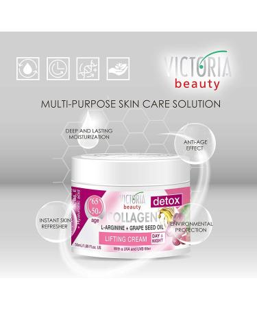 Victoria Beauty Collagen Cream | Firming Face & Eye Cream with Hyaluronic Acid Niacinamides & Grape Seed Oil - 50ml (1 Pack) for Dark Circles & Tear Bags - Buy Online on GoSupps.com