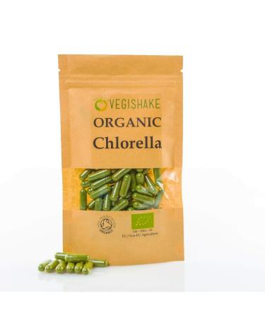 Organic Chlorella HPMC Capsules Algae Omega 3 & 6 Heavy Metal Detox Cracked Cell Wall Vegan Kosher Halal (90 Capsules) 90 count (Pack of 1)
