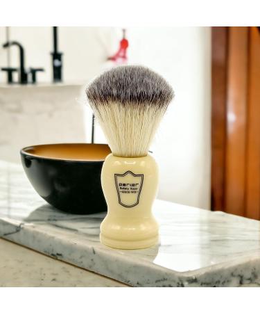 Parker Safety Razor Synthetic Bristle Shaving Brush with Ivory Handle | Brush Stand Included - Premium Quality for Smooth Shaves - Buy Online on GoSupps.com