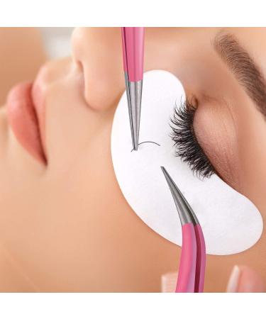 Quesuc 2 Pieces Straight and Curved Tip Tweezers Nipper for Eyelash Extensions Pink Stainless Steel False Lash Application Tools - Buy Online on GoSupps.com