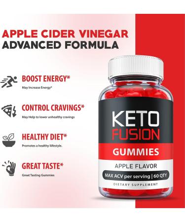 Keto Fusion Gummies - Advanced Weight Loss Formula with ACV, Vitamin B12, B6, and Beet Root Juice - 60 Gummies - Buy Online on GoSupps.com