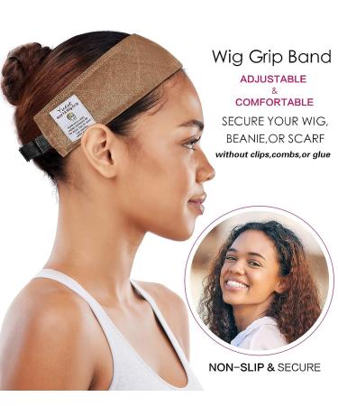 Wig Grip Bands - Yuest Velvet Headband for No-Slip Wig Security (Brown, 2 pcs) + 4 Wig Caps - Buy Online on GoSupps.com