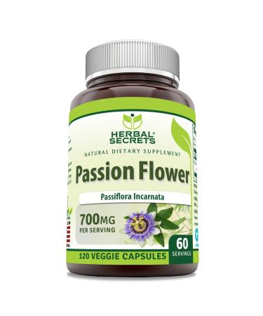 Herbal Secrets Passion Flower (Passiflora Incarnata) 700 Mg | Vegetarian Capsules | Non-GMO | Gluten-Free | Made in USA (1 Pack | 120 Count)