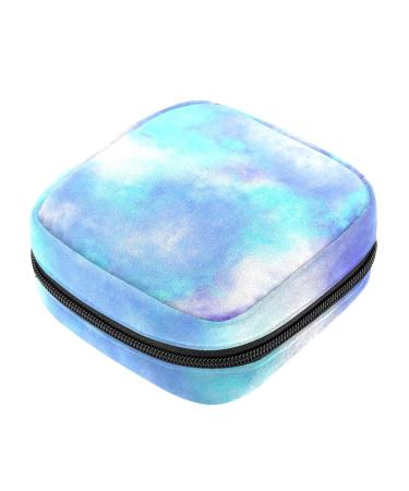 Sanitary Napkin Storage Bag Tie Dye Blue Print Menstrual Cup Pouch Portable Sanitary Napkin Pads Storage Bags Feminine Menstruation First Period Bag for Teen Girls Women Ladies Color 9
